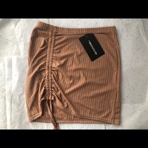 Drawstring nude PrettyLittleThing mini skirt